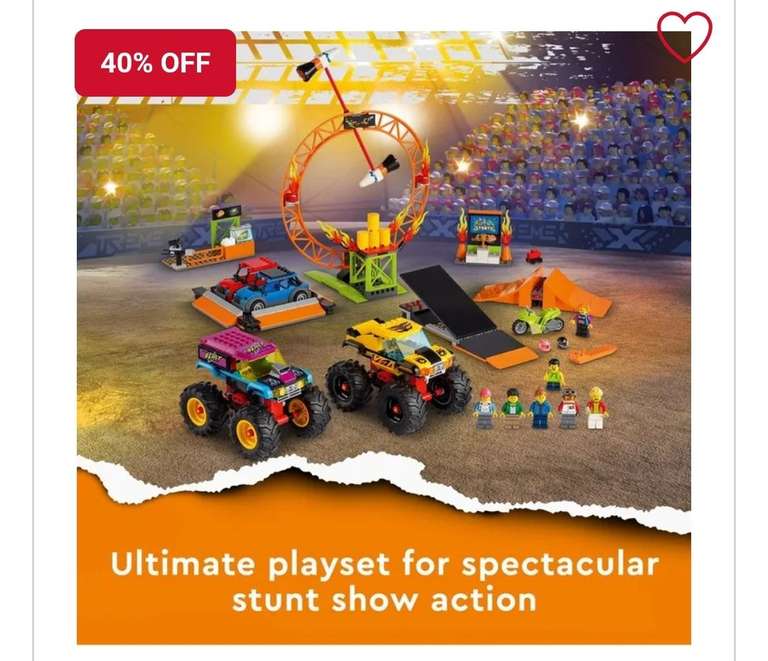 LEGO 60295 City Stuntz Stunt Show Arena & Monster Truck Toys - with voucher