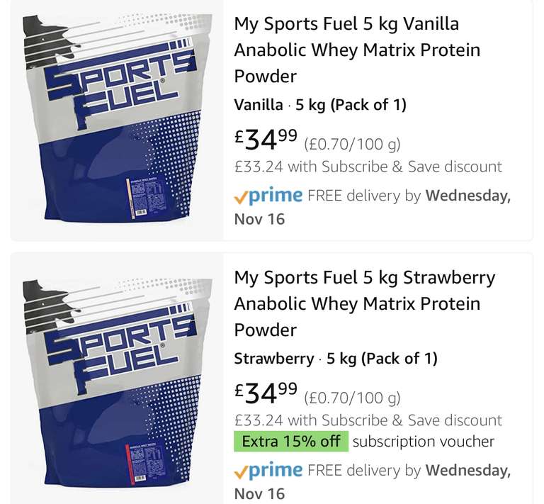 My Sports Fuel 5 kg Vanilla Anabolic Whey Matrix Protein Powder £34.99 @ Amazon