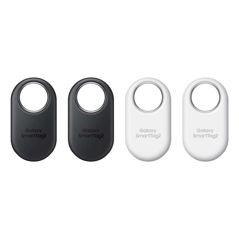 Samsung Galaxy SmartTag2 Bluetooth Tracker (4 Pack), Compass View AR, Find Lost Mode, 2 Black/2 White