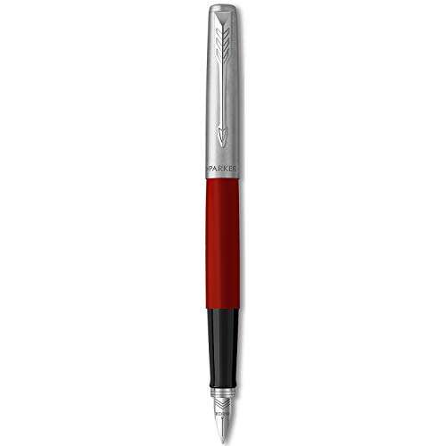 Parker Jotter Originals Fountain Pen, Classic Red Finish, Medium Nib, Blue & Black Ink