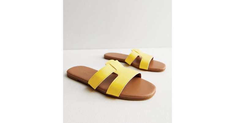 Yellow Leather-Look Sliders sizes 3-8