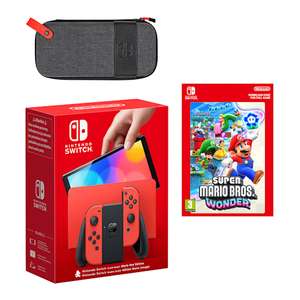 Nintendo Switch – OLED (Mario Red Edition / White / Neon) + Super Mario Bros. Wonder (digital) + Elite Deluxe Case w / Student Beans