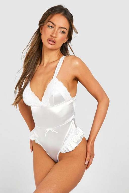 Bridal Satin Frill Bodysuit + Free Delivery Code