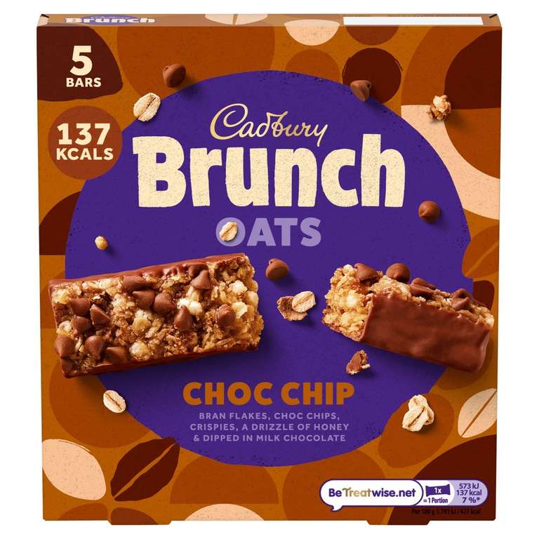 Cadbury Brunch Bar 5 Pack (Bournville / Peanut / Choc Chip / Raisin)