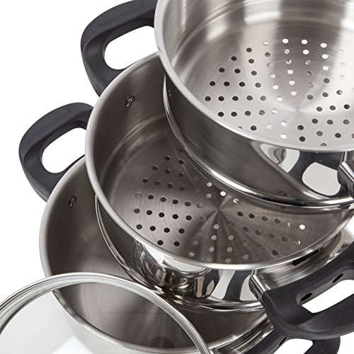 Morphy Richards Equip Induction Pan Set Stainless Steel Stay Cool Handles, 