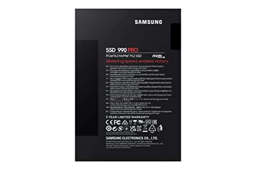 Samsung 990 PRO 2TB PCIe 4.0 (up to 7450 MB/s) NVMe M.2 (2280) £154 (£104 after Cashback) @ Amazon