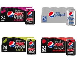 Pepsi Max Cherry / Diet / Raspberry or Lime Cans - Any 3 24x330ml Packs for £20 (£18 Blue Light Card Holders) @ Asda