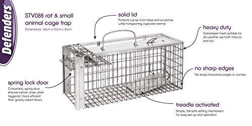 Defenders Rat and Squirrel Cage Trap (Humane, Easy to Bait and Set, Long-Lasting Galvanised Mesh), Silver, £18.30 @ Amazon