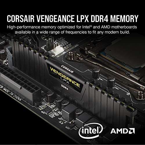 CORSAIR CMK32GX4M2E3200C16 VENGEANCE LPX 32GB (2 x 16GB) DDR4 3200 (PC4-25600) C16 1.35V Desktop Memory - Black £71.98 @ Aamazon