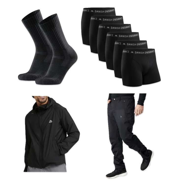 Danish Endurance Sale (EG 2 Pack Merino Blend Socks / Windbreaker Jacket /  Trousers / 6 Pack Boxers)