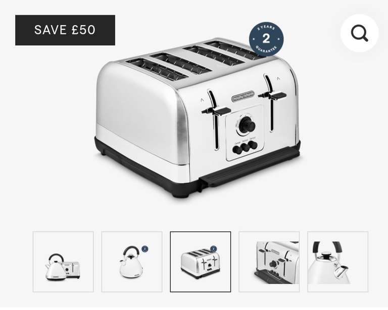 Morphy Richards Venture kettle & 4 slice toaster set - white or red £62.49 with code @ Morphy Richards shop