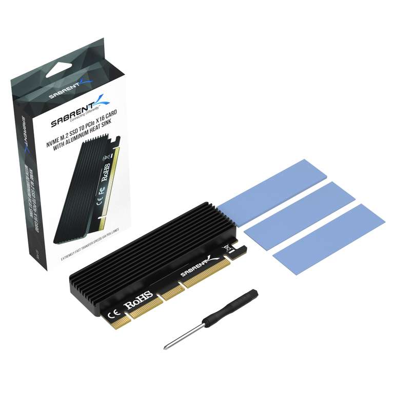 SABRENT M.2 SSD NVMe to PCIe Adapter with Aluminum Heatsink and Thermal Pad, for SSDs (EC-PCIE) @ Store4PC-UK / FBA