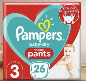 Pampers Baby-Dry Nappy Pants Size 3 (Total 26 Easy Changes) - Min Spend £25 for Delivery (Max 2 Per Order)
