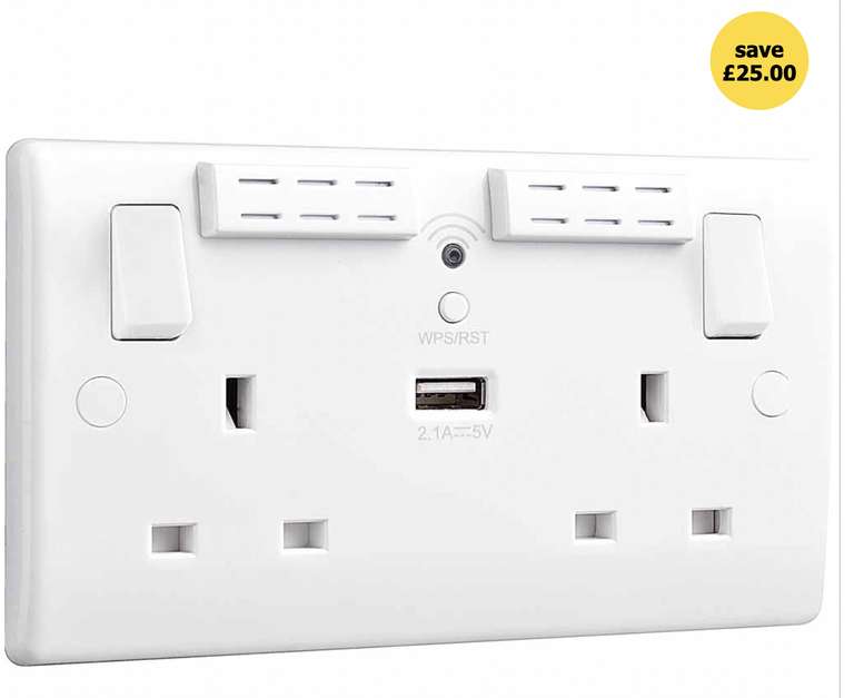 BG White Double Switched Socket+WIFI+USB £5 instore (Limited Locations) @ Wilko