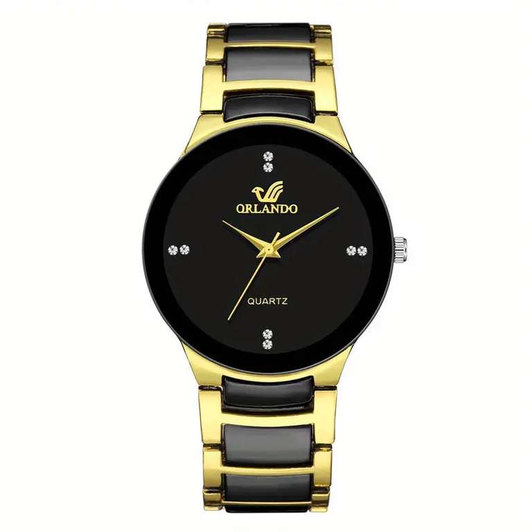 Orlando Men's Minimalist Business Wristwatch in Gold & Black sold by EONYM