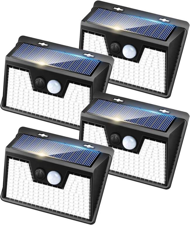 Peasur Solar Security Lights Outdoor Motion Sensor, [4 Pack/140LED] with voucher @ MEIYIYUAN / FBA