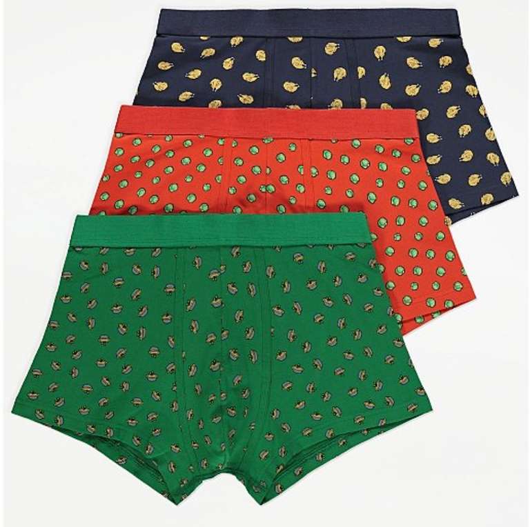 Christmas Dinner Hipster Trunk Boxers 3 Pack - £5 + free click & collect @ George (Asda)