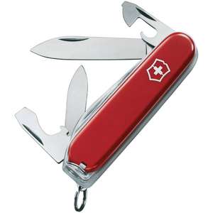 Victorinox Swiss Army Recruit Penknife, Medium, Multi Tool, 10 Functions, Knife Blade, Can Opener, Red