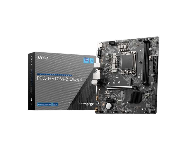 MSI PRO H610M-B DDR4 Motherboard, Micro-ATX - Supports 12th/13th Gen Processors, LGA 1700 - 1x PCIe 4.0 x16 slot, 1 x M.2 - £69.39 @ Amazon
