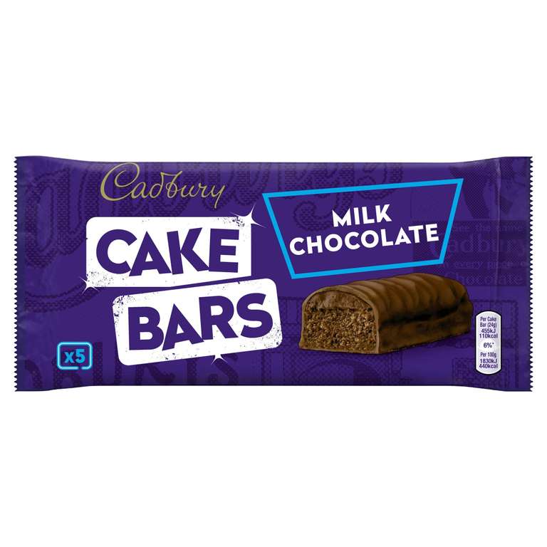 Cadbury 5 Milk Chocolate Cake Bars x 3