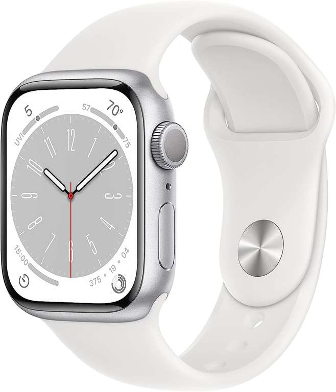 Apple Watch Series 8 (GPS, 41MM) - Silver Aluminum Case with White Sport Band, Regular (Renewed) - £285.99 Sold by GADGET-STORE @ Amazon