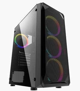 Pc gaming computer atx tower case tempered glass m/atx - ionz kz10 black - Sold by pc-gaming-cases