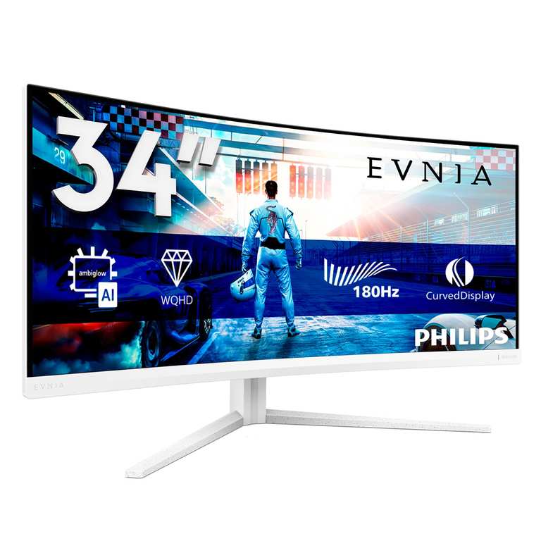 Philips Evnia 34M2C5501A - 34 inch WQHD Curved Gaming Monitor, 180 Hz, 1 ms, FreeSync Premium, Ambiglow 3440x1440