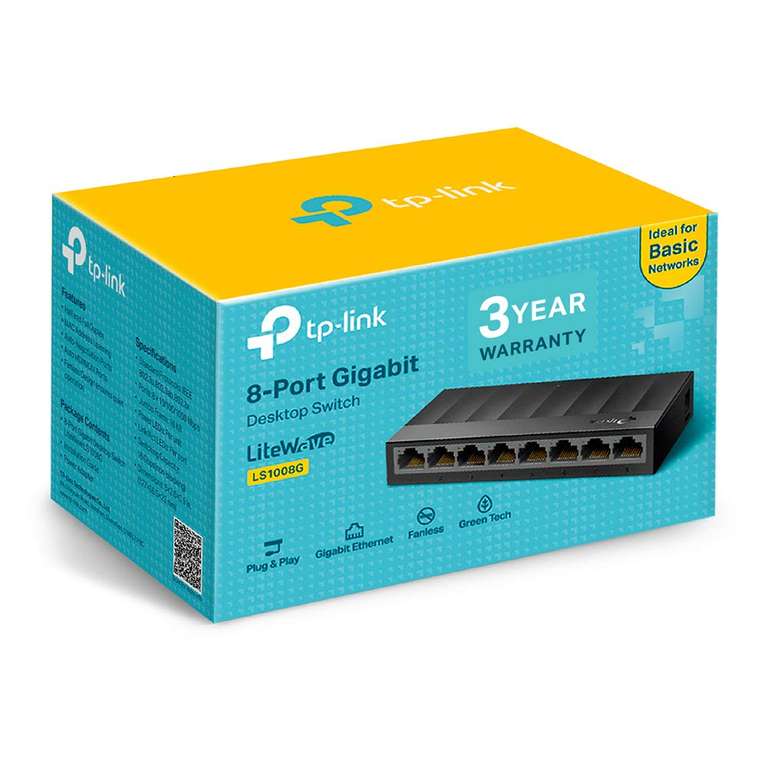 TP-Link LS1008G 8-Port Desktop/Wall mount Gigabit Ethernet Switch/Hub, Ethernet Splitter