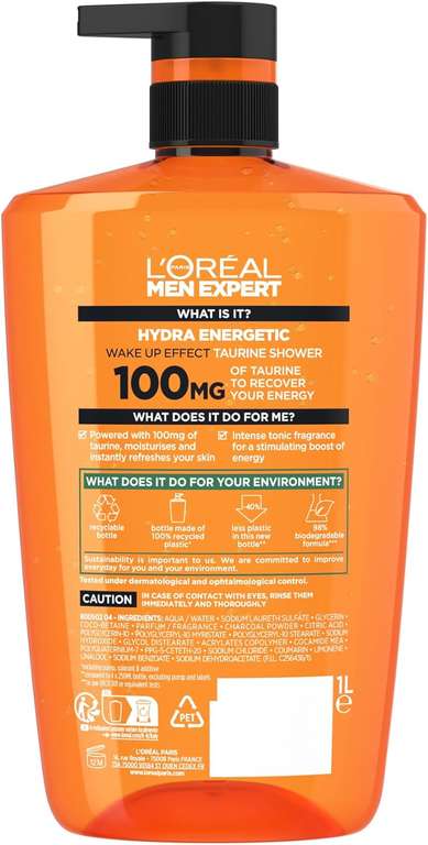 Pack of 2 - L'Oréal Men Expert Hydra Energetic Shower Gel Large XXXL 1L