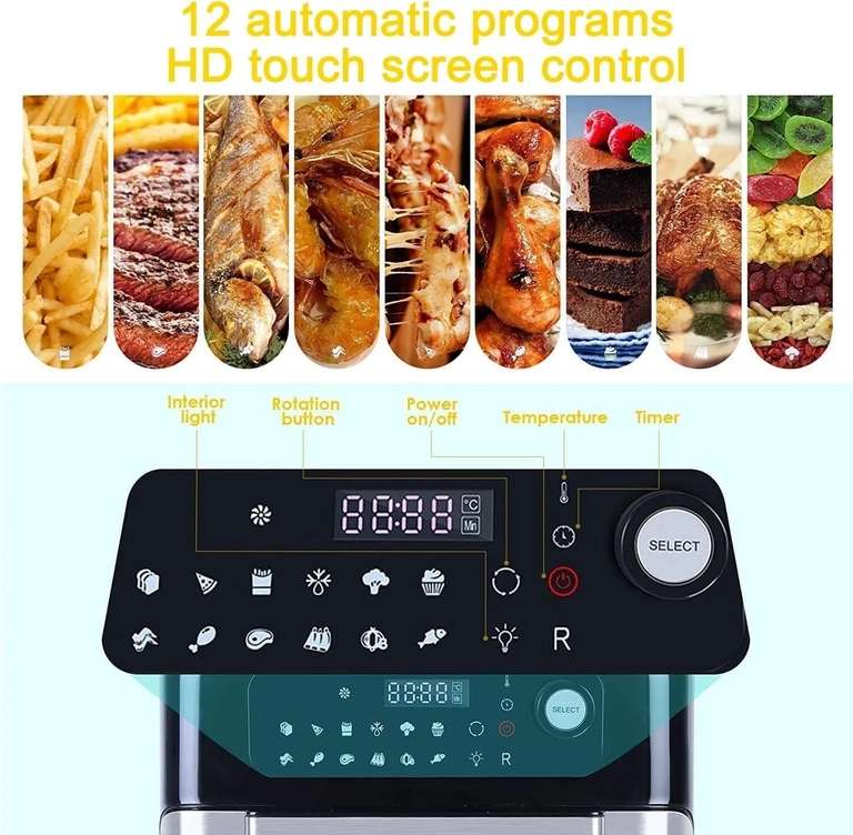 Multi 12-in-1 Air Fryer 10L Large Capacity Oven Healthy Frying Cooker Oil Free w/code sold by thelastarcher (UK Mainland)