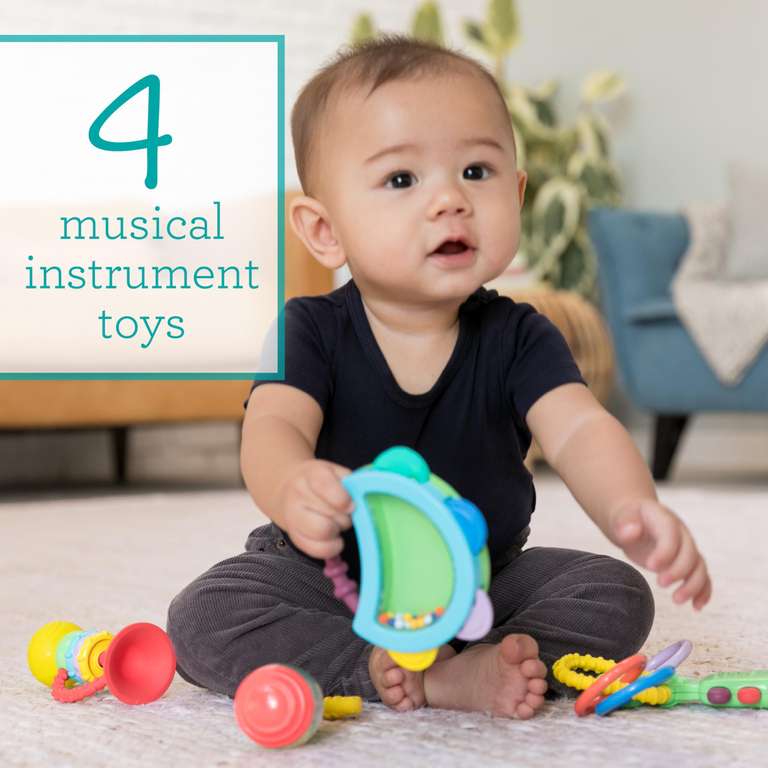 INFANTINO Baby's 1st Teethe and Play Music Set - Baby Essentials 4 Piece Gift Set
