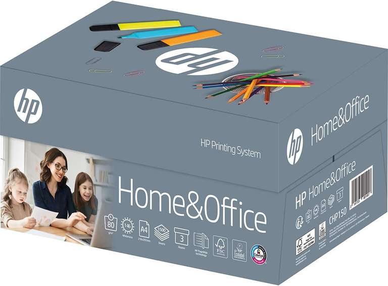 HP CHP150 Home and Office TrioBox A4 80g 1500 Sheets (3x500) - Allround Copy Paper for Home and Office - £15 @ Amazon