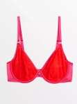 Women's Red Valentines Animal Lace Underwired Bra reduced + free click & collect