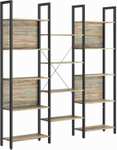 VASAGLE Large Bookshelf with 14 Storage Shelves Rustic Brown or Oak with Blue Grains w/code