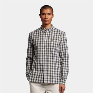 Men's Check Poplin Shirt - Light Mist/Spring Blue - £32.40 with code + £3.99 Delivery @ Lyle and Scott