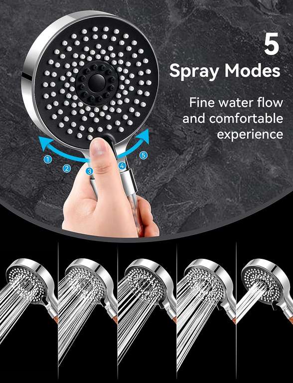 Magichome Shower Head, High Pressure 5 Modes Filter Shower Head, Universal Hard Water Softener - Sold by Magichome EU FBA