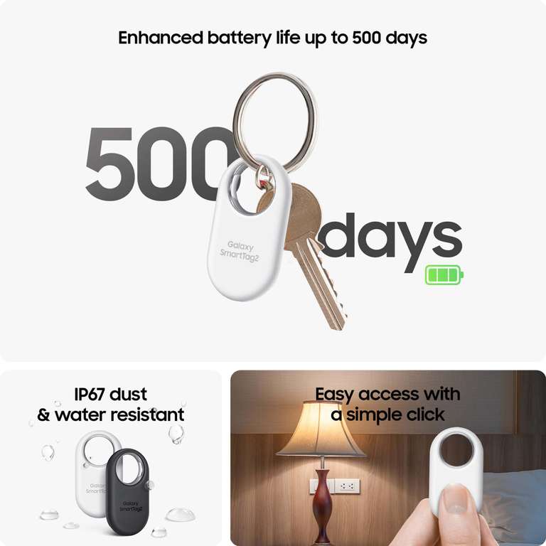 Samsung Galaxy SmartTag2 Bluetooth Tracker (1 Pack), Compass View AR, Find Lost Mode, Black Sold by Everway Group FBA