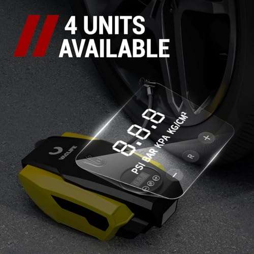 VacLife Car Tyre Inflator Air Compressor - Car Tyre Pump - 12V DC with Auto Shutoff Function - Yellow sold by VacLife-UK