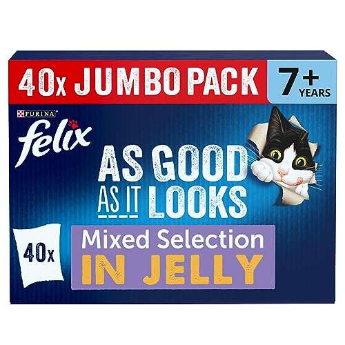 Felix As Good As It Looks Senior Cat Mixed Selection, 40 x 100 g £11.04 S&S or £10.39 with voucher