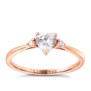 9ct Rose Gold Cubic Zirconia I Love You Ring (sizes K, L, M) £64.99 + Free Delivery @ H.Samuel