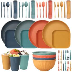 48pcs Unbreakable Dinnerware Sets for 4 People, Camping/Picnic Dinner Sets sold by Hoteck.UK.Store