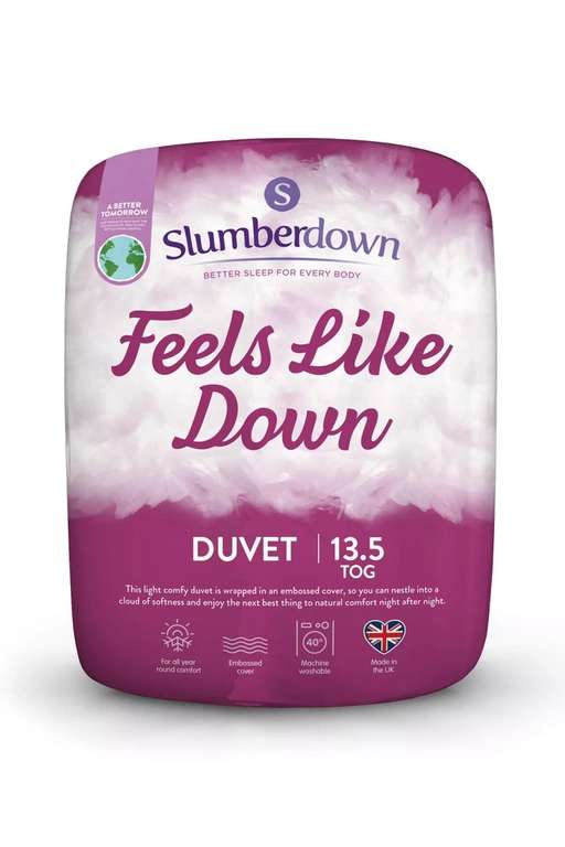 Slumberdown Feels Like Down 13.5 Tog Winter Duvet - £30 + free delivery using code @ Debenhams / Sold & delivered by John Cotton Group