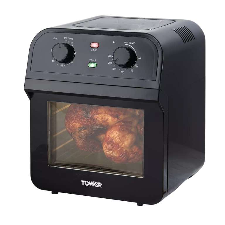 Tower T17065 12 Litre Manual Air Fryer Oven - 3 Year Warranty - 110c-220c Variable Heat