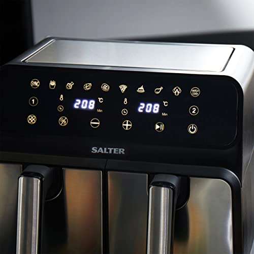 Salter Air Fryer 7.6L Dual Zone Digital Display 10 Cooking Functions 1700W / £99.99 at Amazon