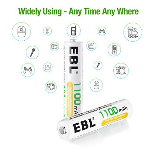 2 x 4 pack EBL AAA Rechargeable Batteries 1100mAh Ready2Charge Triple A NiMH Battery, EBL Stores/FBA