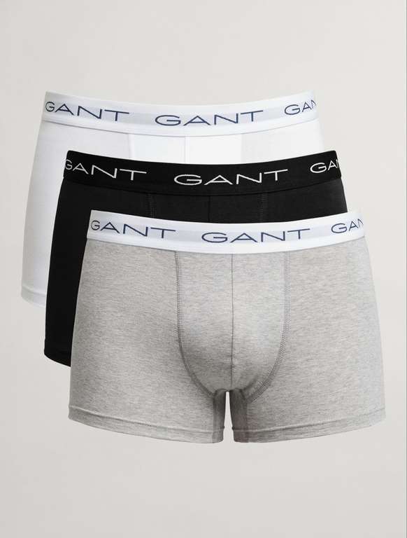 GANT stretch cotton trunks - 3 pack, White/black/grey £15.00 + £2.50 Click & Collect @ John Lewis