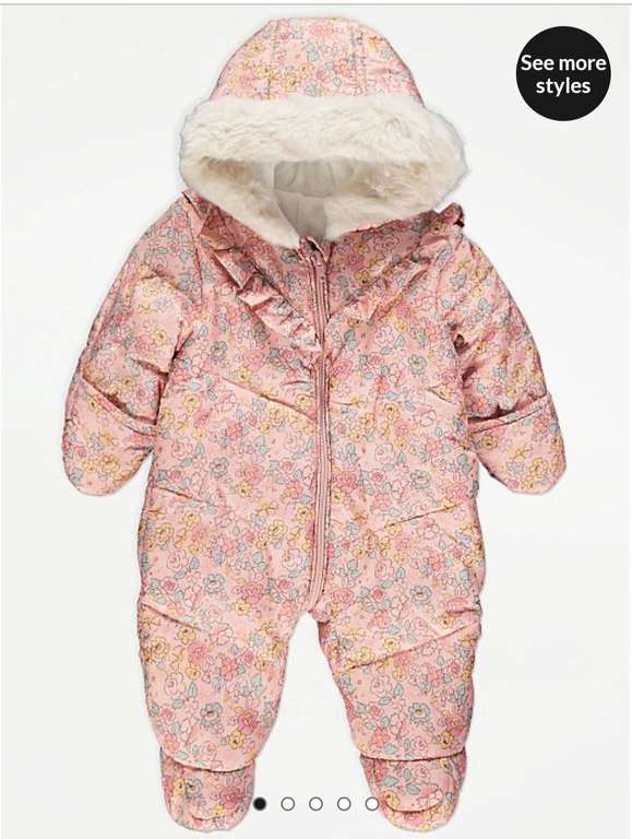 Baby's Pink floral snowsuit £9 @ George free click & collect
