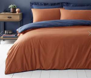 Malvern Navy and Caramel 180 Thread Count 100% Cotton Reversible Duvet Cover and Pillowcase Set - £8.50 (+£3.95 Delivery) @ Dunelm