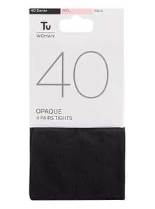 Black 40 Denier Opaque Tights 4 Pack £3 at Sainsbury's Tu Clothing