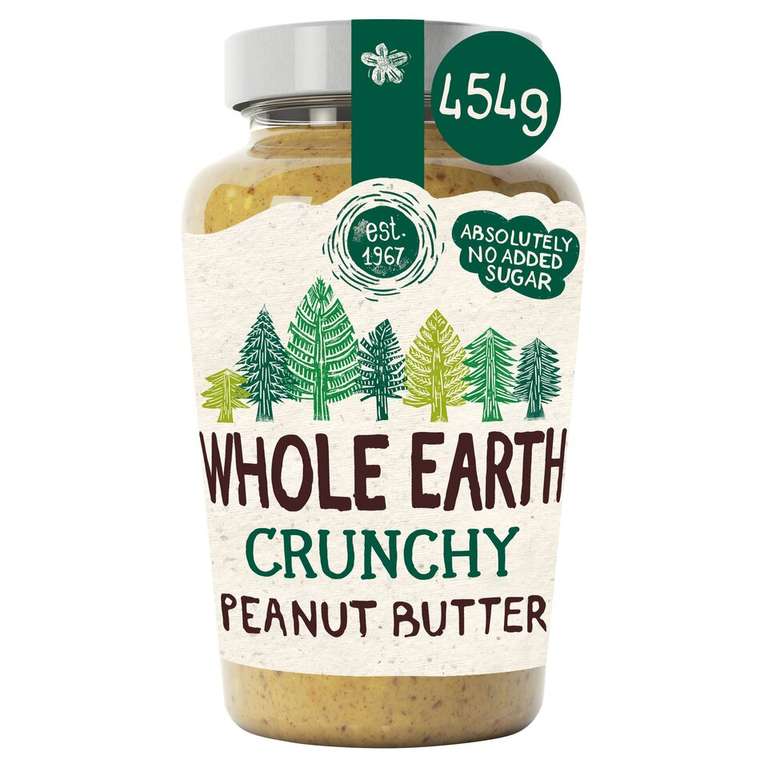 Whole Earth Original Crunchy Peanut Butter 454G £3 clubcard price @ Tesco